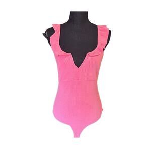 Haute Monde Pink Ruffle Bodysuit Size L